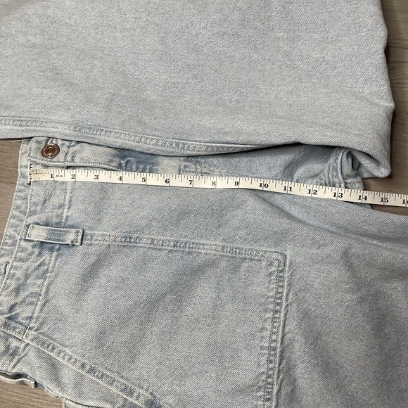 Free People We The Free Wide Leg Light Wash Blue Jeans Sz 31 Denim Buckle Back - Picture 11 of 12